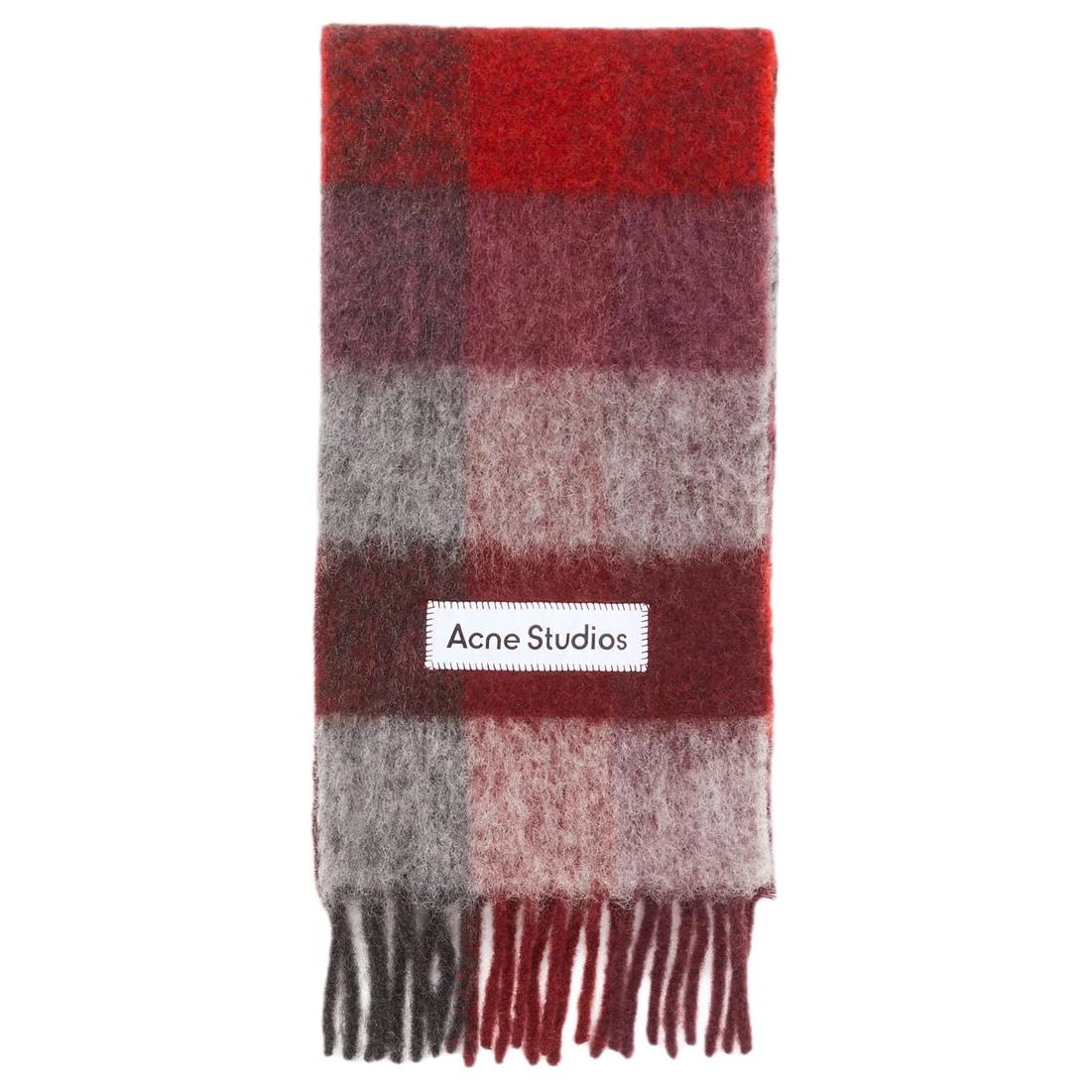 

Клетчатый шарф с нашивкой с логотипом Acne Studios, красный/черный