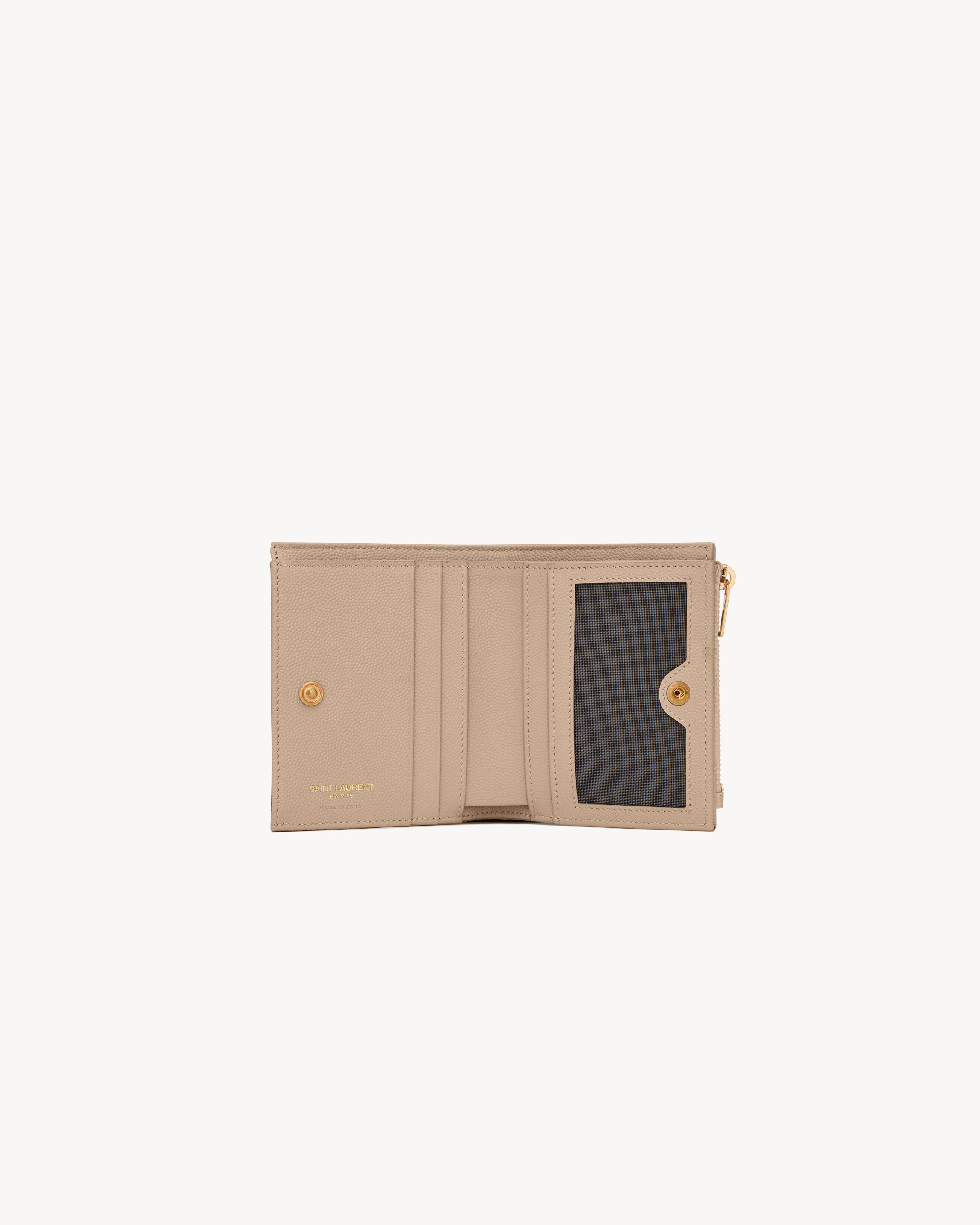 Двухсложный кошелек CASSANDRE MATELASSE из кожи grain de poudre Saint Laurent, бежевый — фото 4