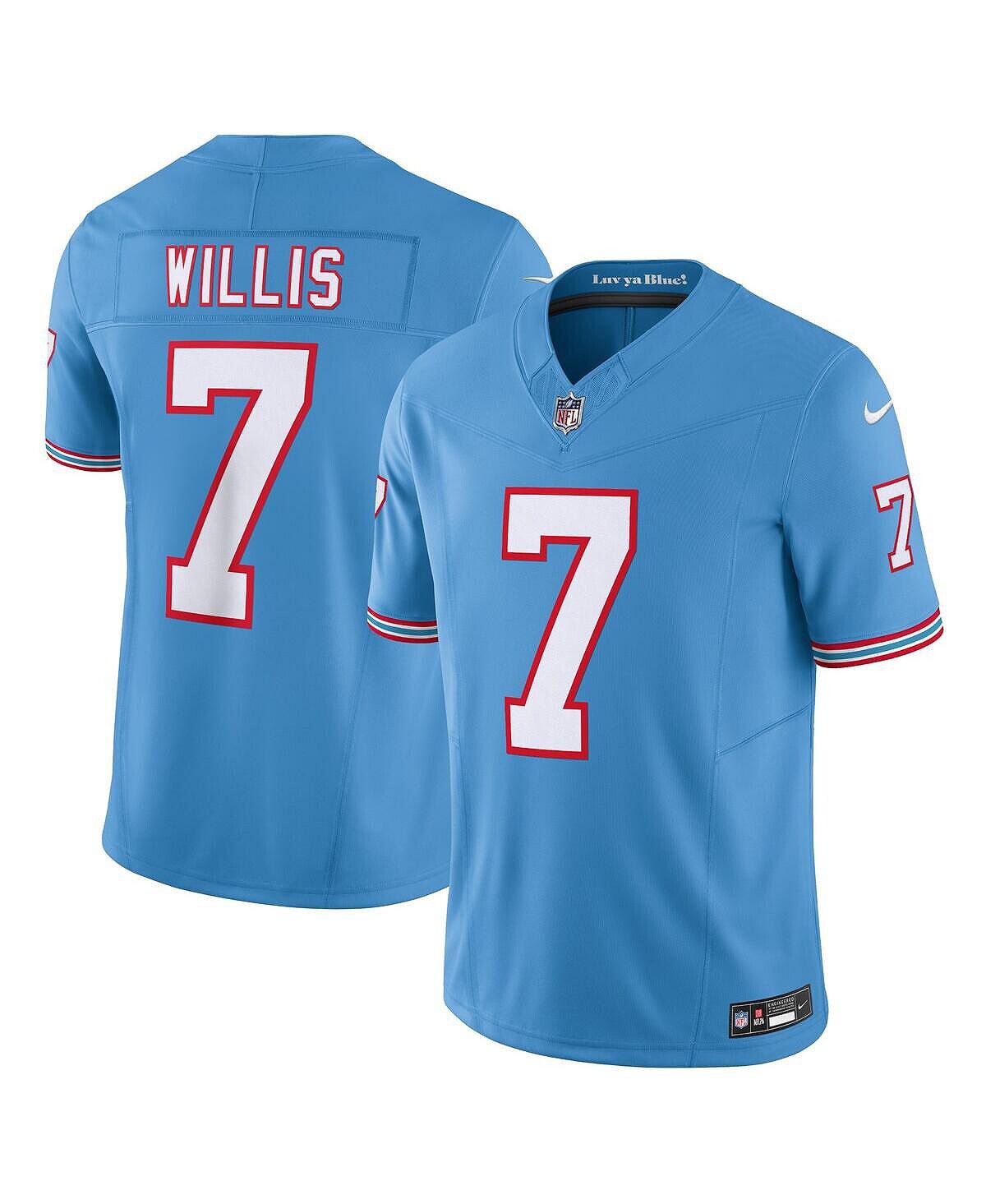 

Мужская футболка Malik Willis голубая Tennessee Titans Oilers Throwback Vapor F.U.S.E. Ограниченный Джерси Nike, Синий, Мужская футболка Malik Willis голубая Tennessee Titans Oilers Throwback Vapor F.U.S.E. Ограниченный Джерси Nike