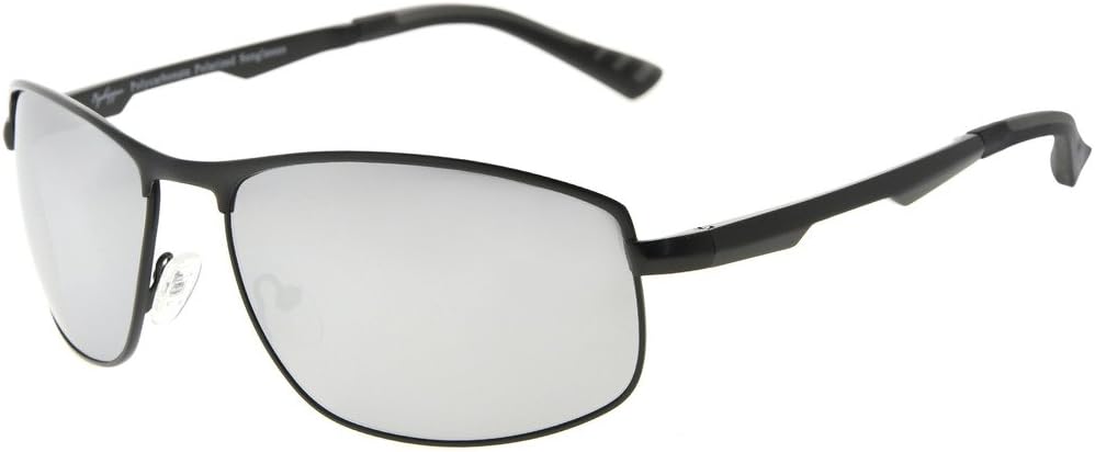 

Солнцезащитные очки Eyekepper с металлической оправой, пружинными шарнирами, поликарбонатными линзами и поляризованными линзами, для мужчин и женщин, Black/Silver Mirror