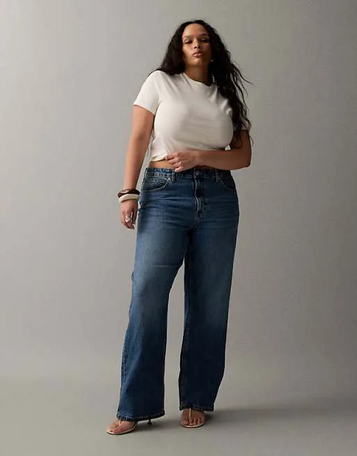 

Комфортные эластичные прямые джинсы ASOS DESIGN Curve аутентичного синего цвета