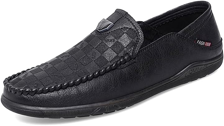 

Качественные мужские повседневные туфли из натуральной кожи, слипоны, мужские лоферы для вождения, легкие и дышащие Lhyxu, черный