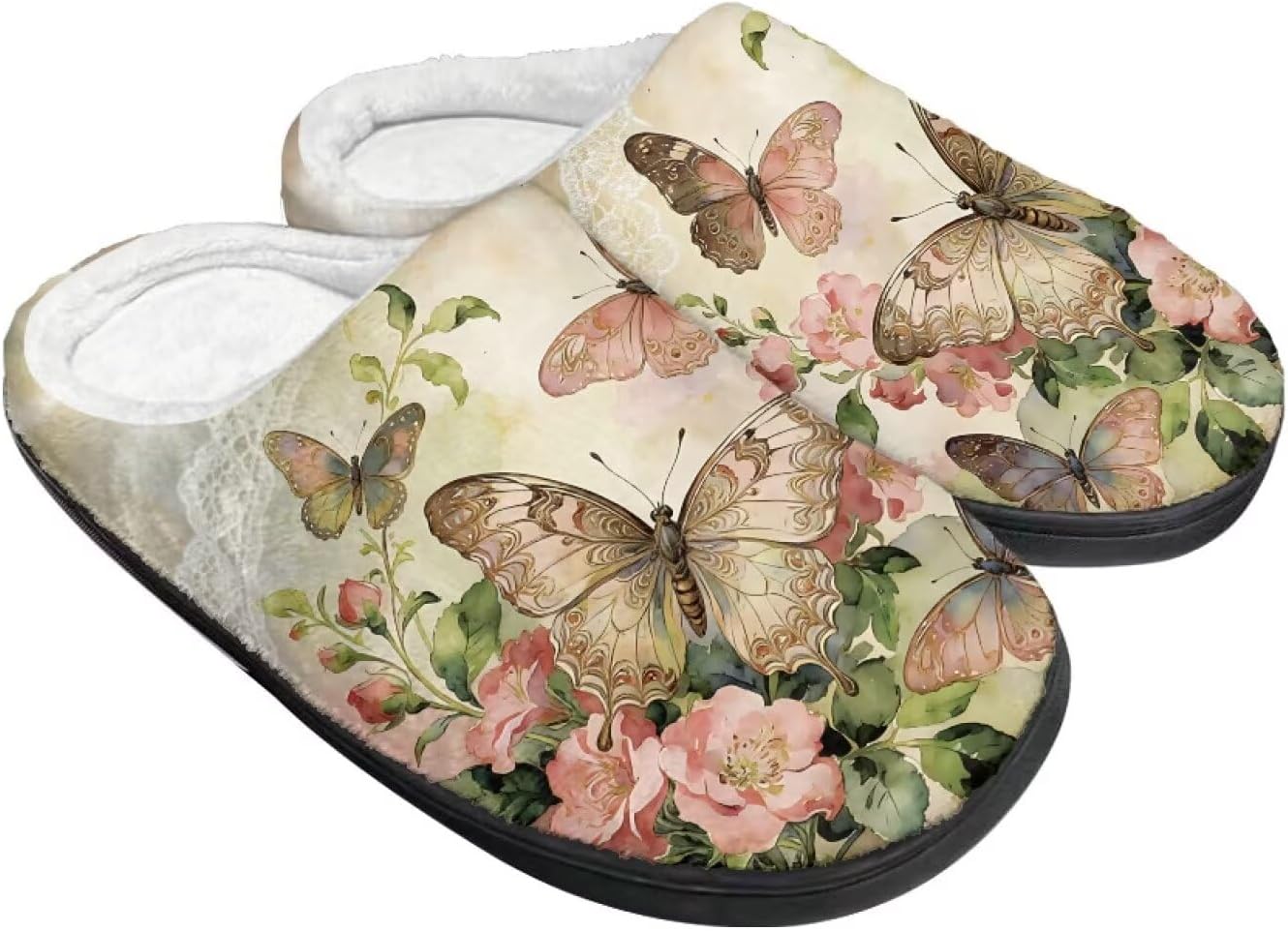 

Тапочки Tomeusey для женщин - домашние и хлопковые тапочки с противоскользящей подошвой, подарок для женщин и мужчин, Butterfly