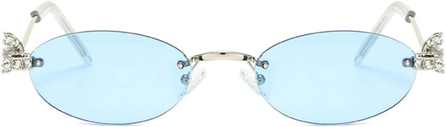 

Солнцезащитные очки Willochra Bling с овальными стразами для женщин, модные, стильные, в духе Y2k, с бриллиантами, защита от ультрафиолета UV400, металлические, C3