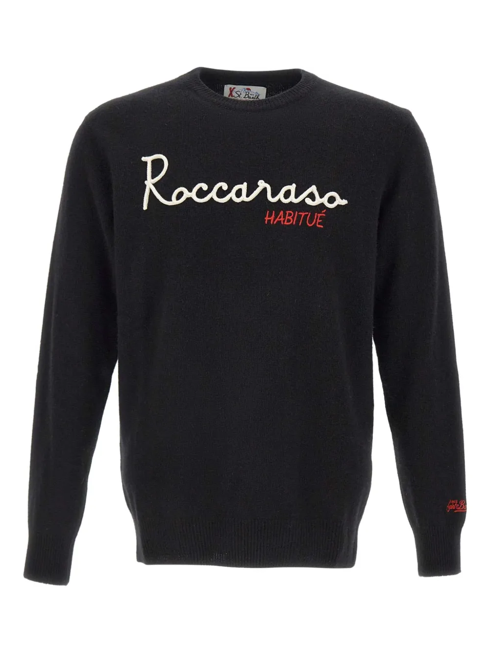 

Свитер с вышивкой логотипа и круглым вырезом Mc2 Saint Barth, черный