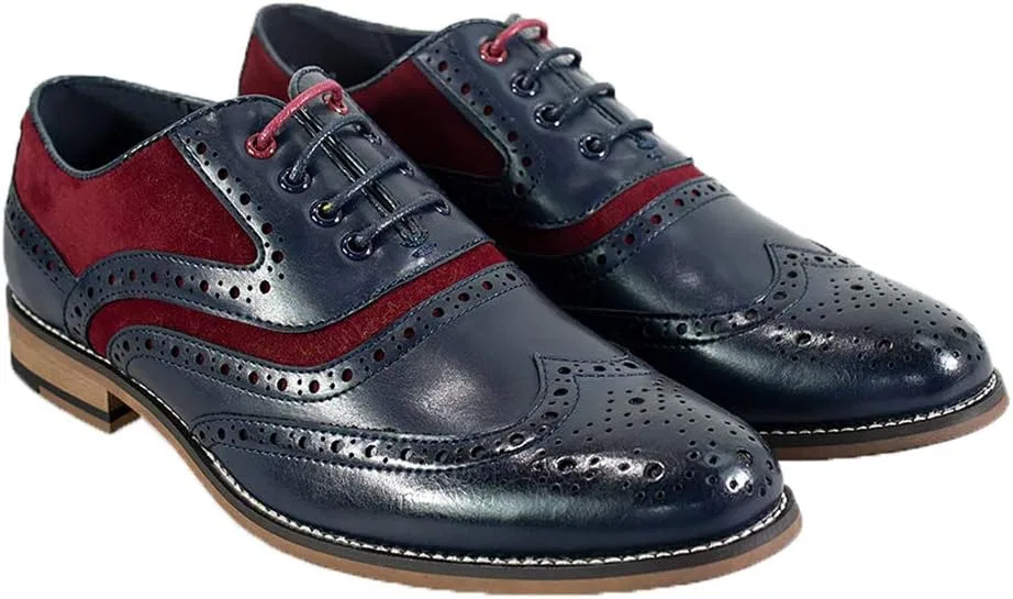 Мужские кожаные туфли-броги Cavani Ethan Smart на шнуровке, Navy Blue Red