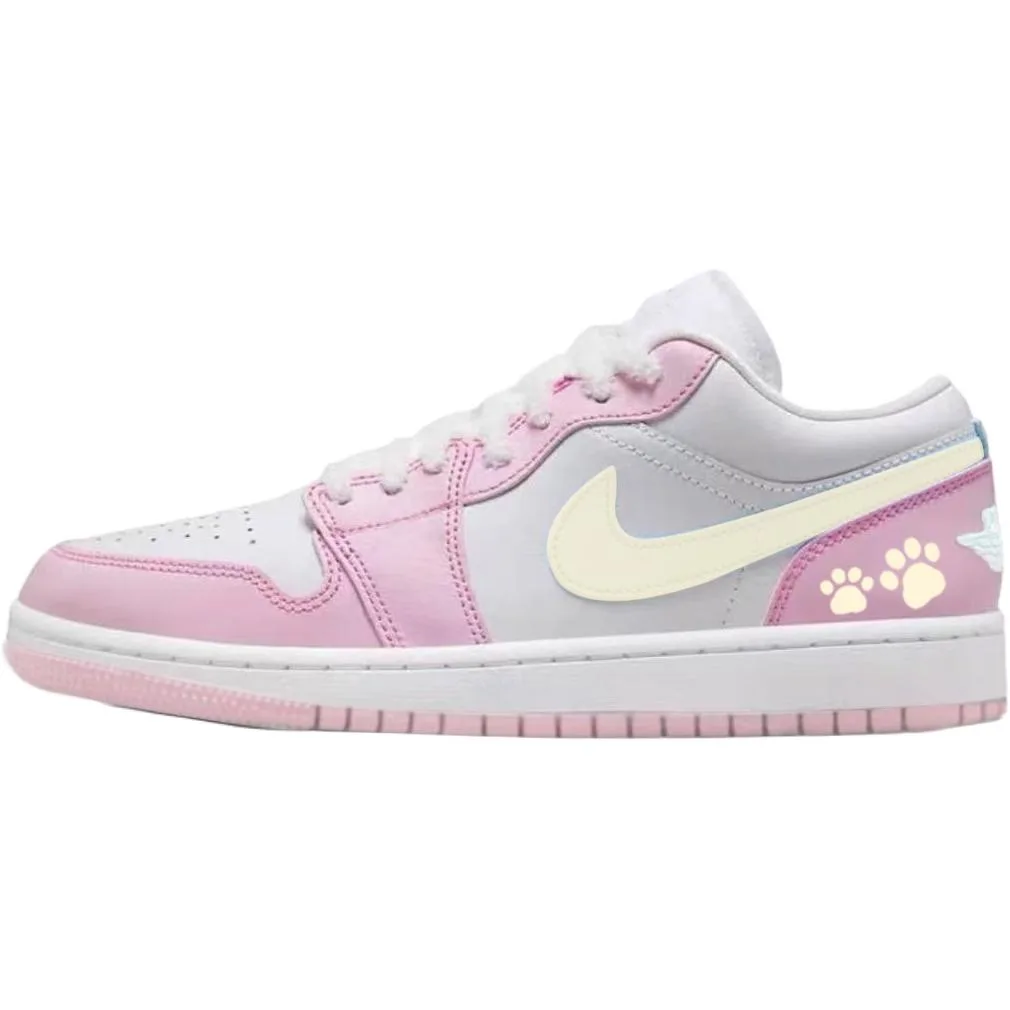 Jordan Детские баскетбольные кроссовки mid top Air 1 Yellow Claw, розовые, унисекс