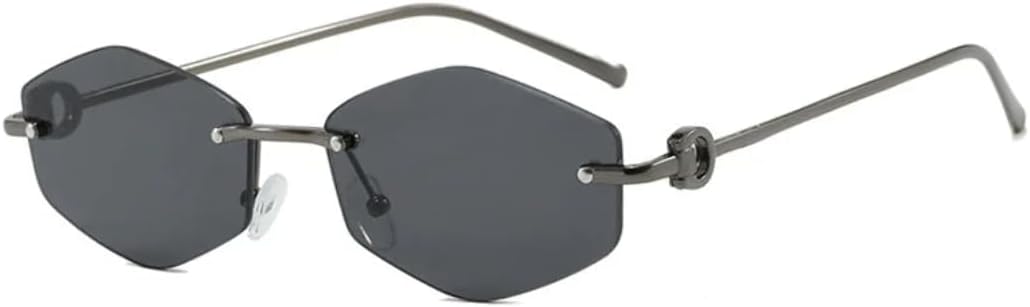 

Солнцезащитные очки для мужчин и женщин - защита UV400 - металлические петли, маленькая оправа, градиентные линзы, для занятий спортом на открытом воздухе и вождения DSVIGF, Gun Black