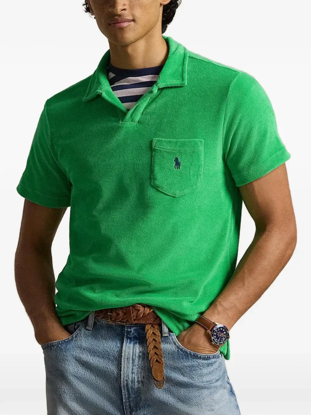 Фактурная футболка POLO RALPH LAUREN, зеленый — фото 3