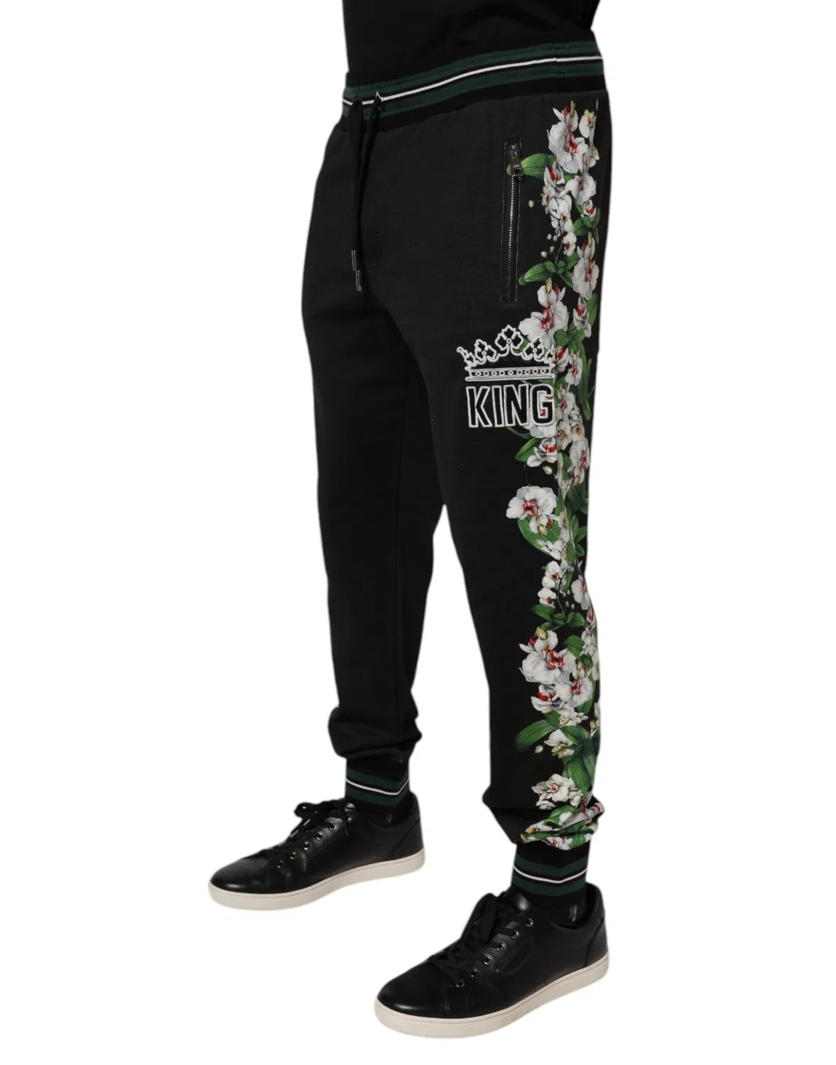 Мужские спортивные брюки с цветочным принтом Jogger Pants Dolce & Gabbana, Black — фото 3