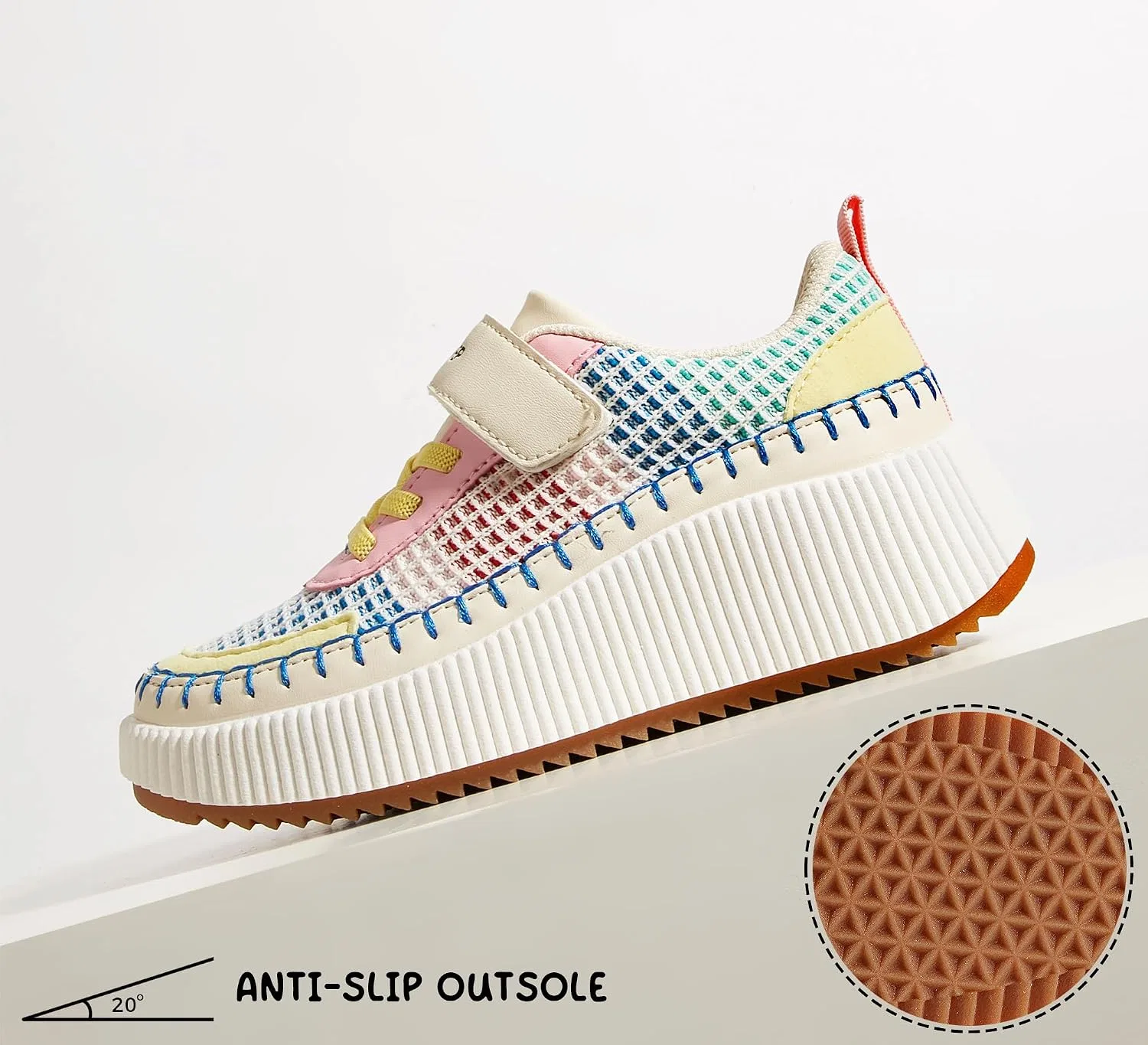 Детские кроссовки для девочек с блестками LUCKY STEP, Pink/Yellow Multi Knit — фото 4