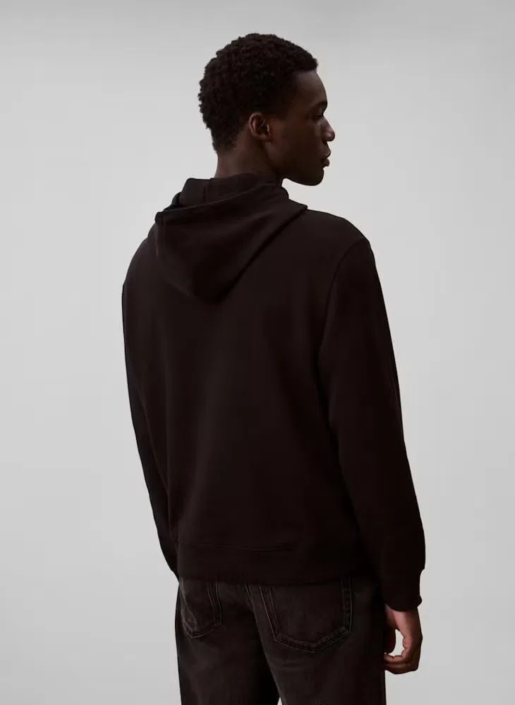 Худи с логотипом графическим, длинный рукав, Calvin Klein, черный — фото 2