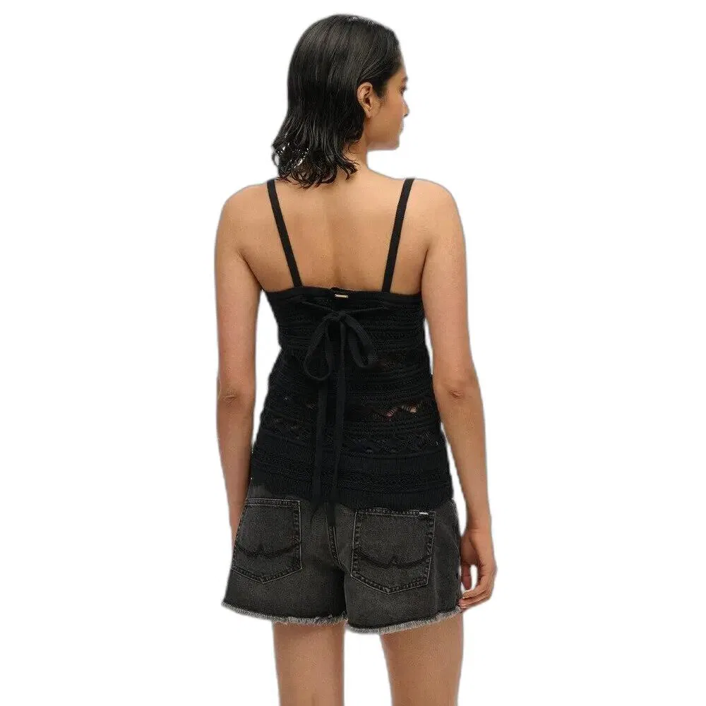 Женский хлопковый топ Caraco Superdry, Schwarz — фото 4