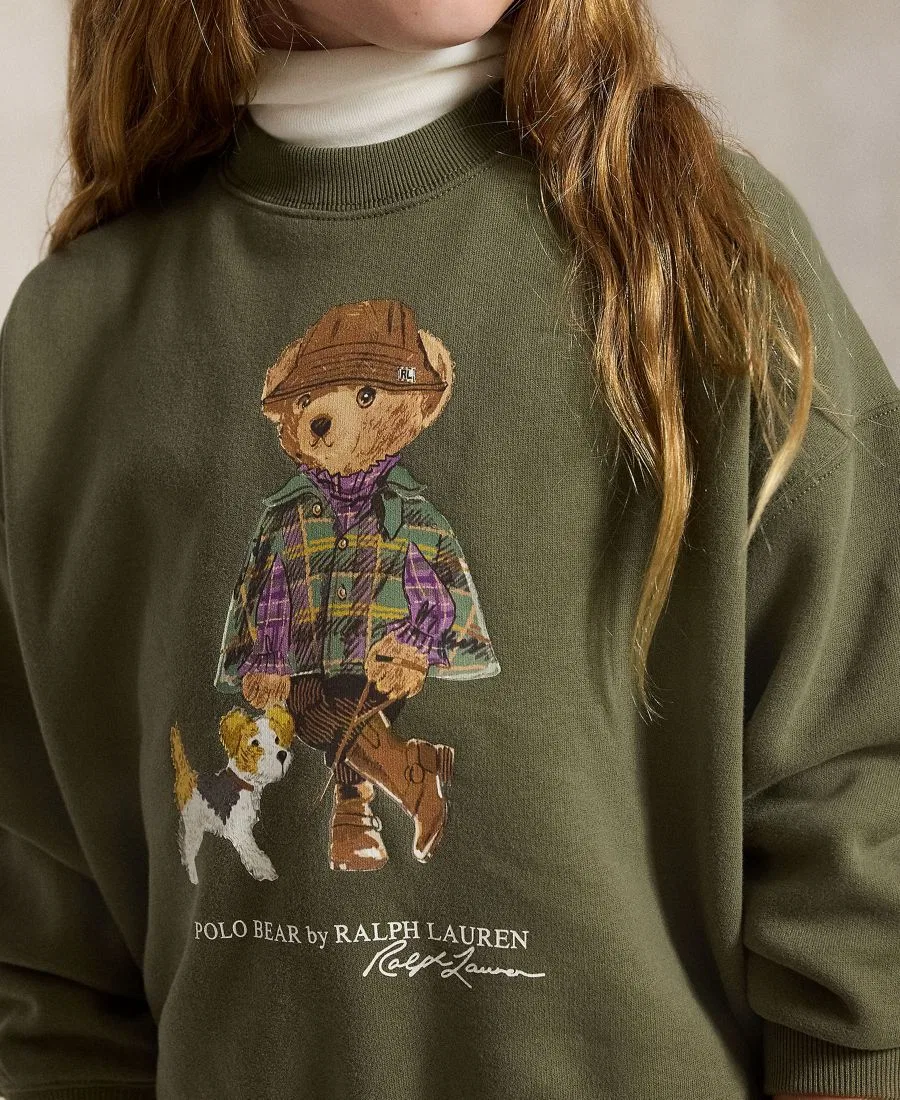 Свитшот с длинным рукавом с принтом Polo Bear Polo Ralph Lauren, Cruise Olive — фото 3