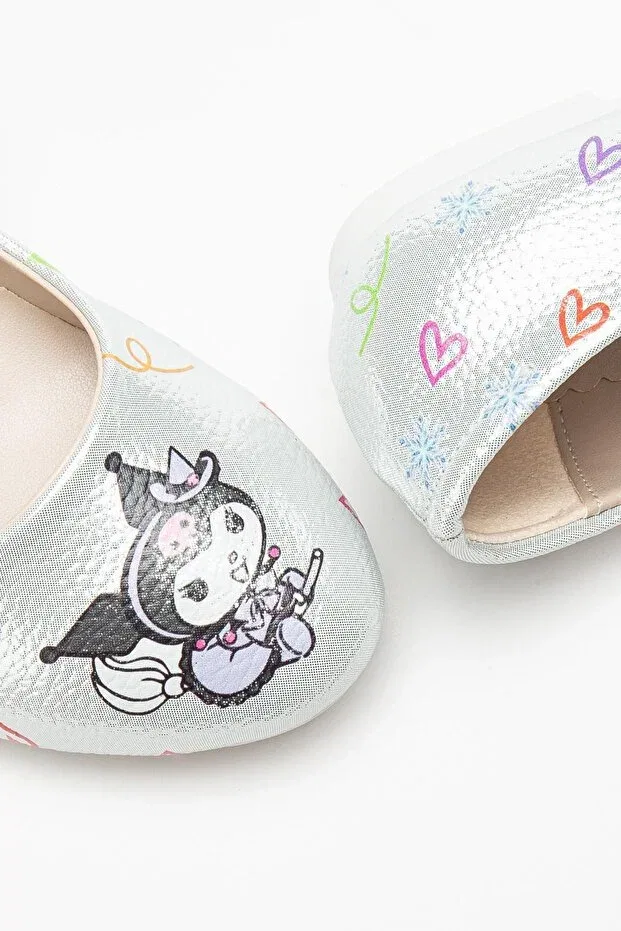 Детские балетки для девочек с принтом Insole Orthopedic Girl's Kuromi Figured Ballerinas Pabuçland, Sedef — фото 4