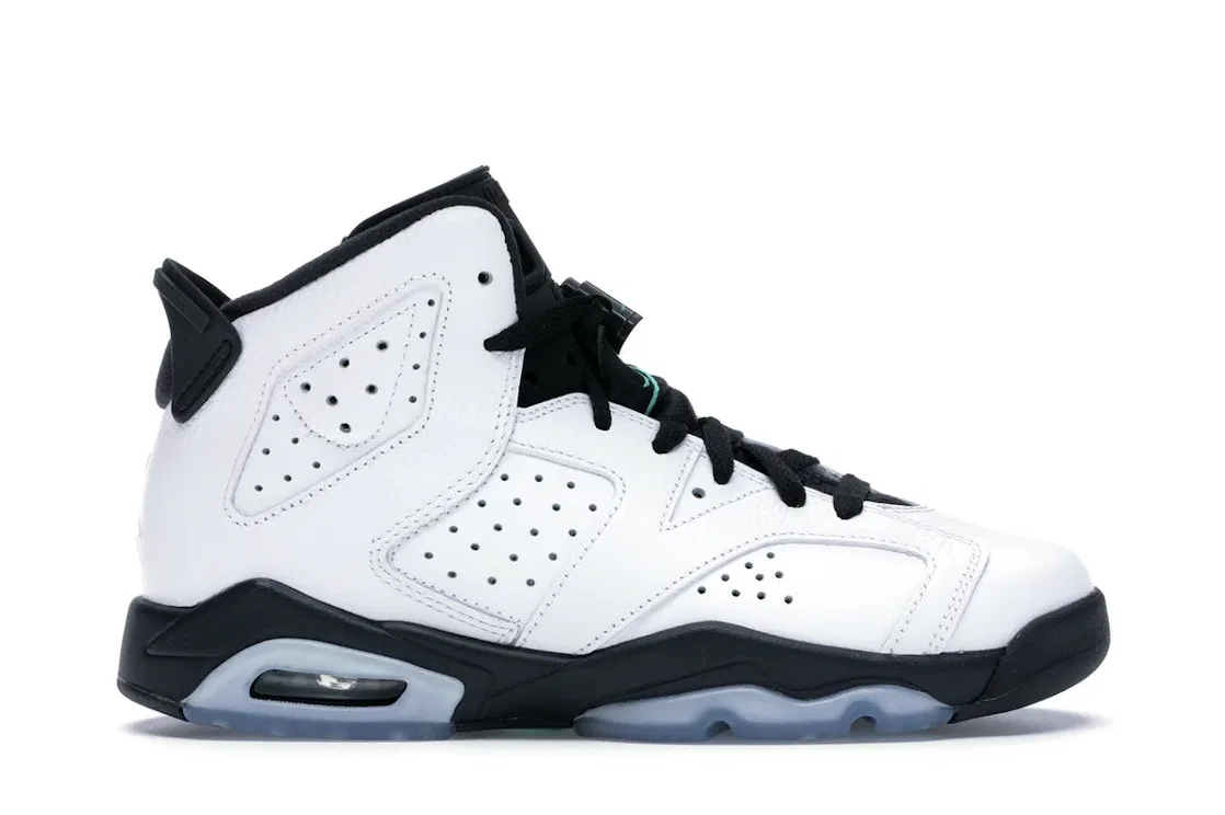 Детские кроссовки Lifestyle на шнуровке Jordan 6 Retro Jordan, White/White-Hyper Jade-Black