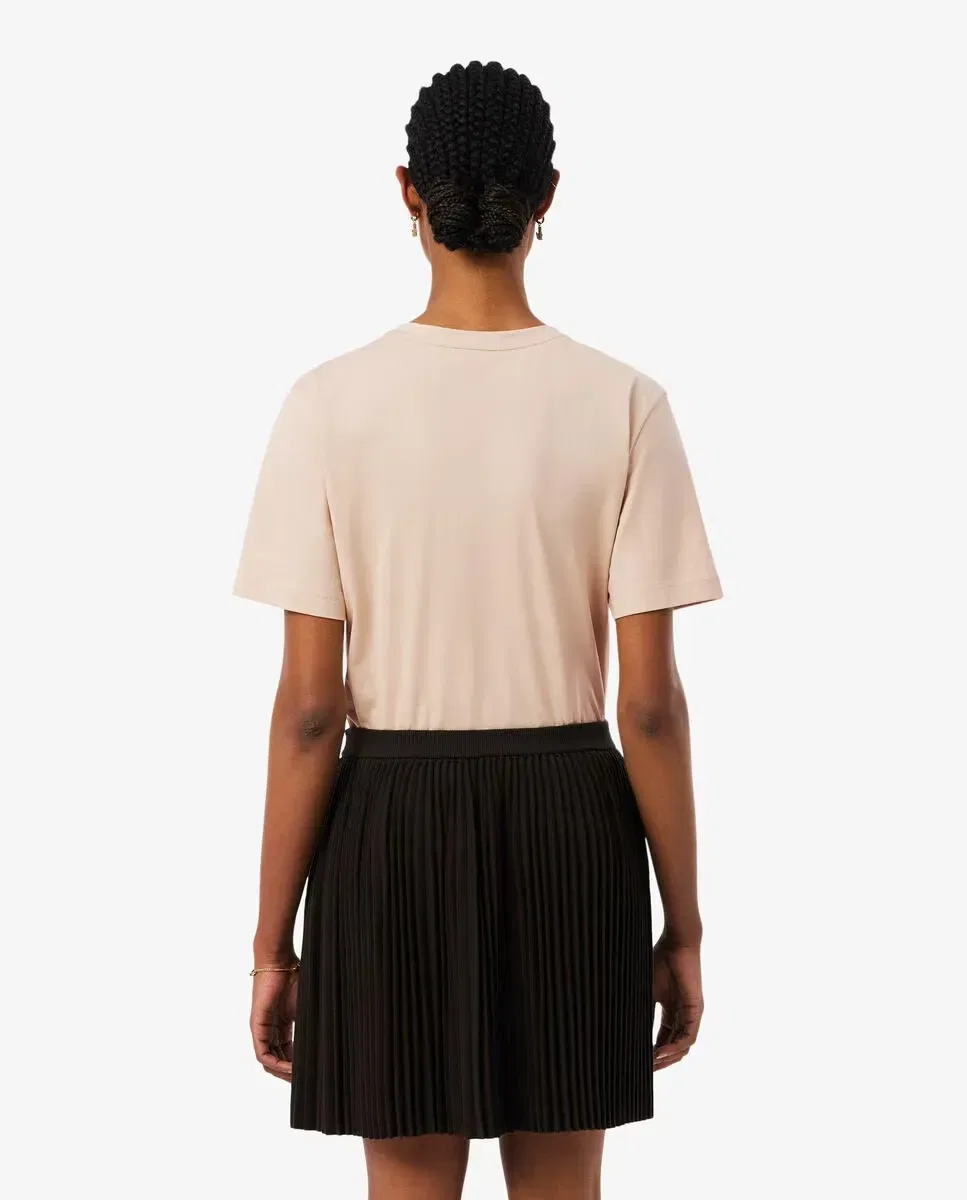 Футболка женская Lacoste Beige с V-образным вырезом и свободным кроем — фото 3