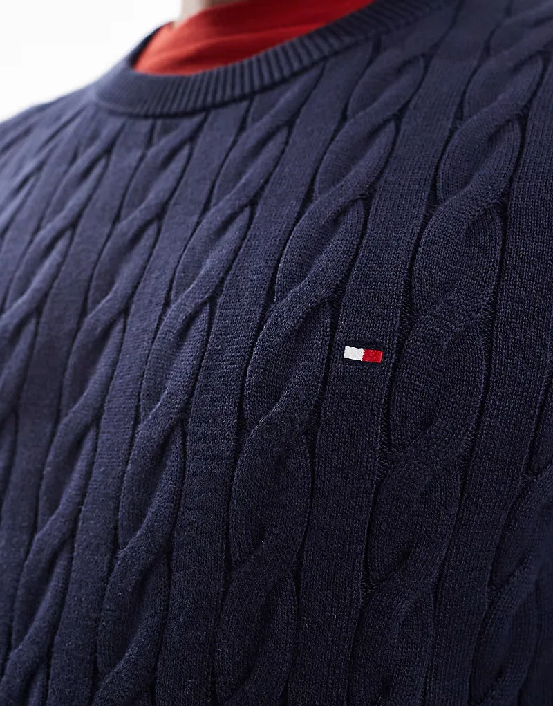 Классический вязаный джемпер Tommy Hilfiger, темно-синий — фото 3