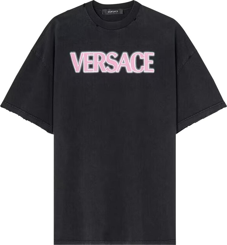 

Футболка Versace Logo Print T-Shirt 'Black/Fuchsia', черный