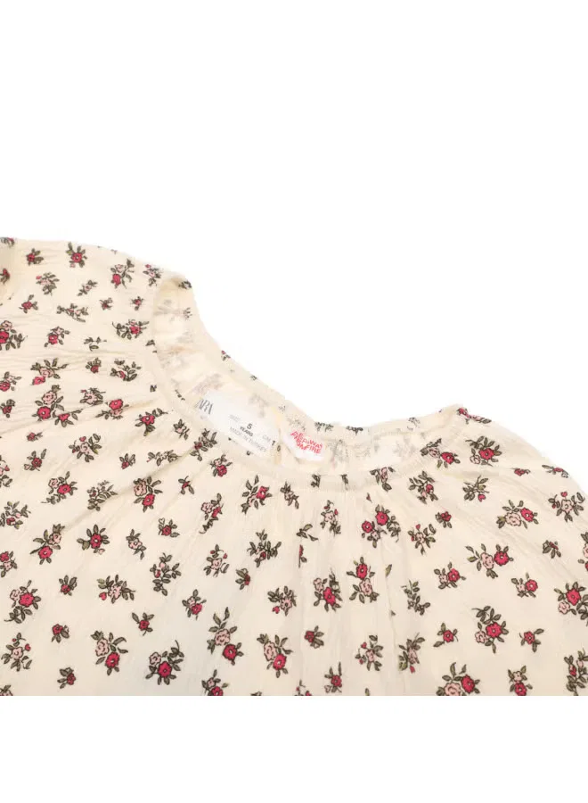 Блузка с длинным рукавом с рюшами Zara, бежевый — фото 4
