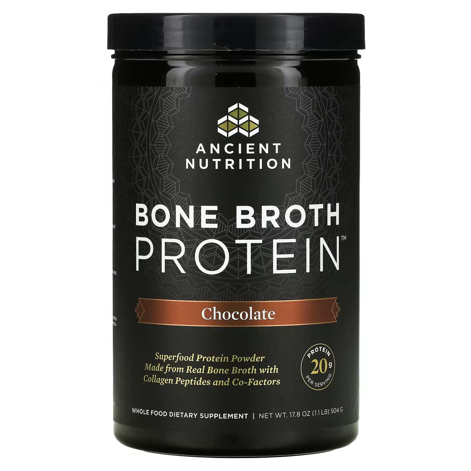 

Dr. Axe / Ancient Nutrition, Bone Broth Protein, шоколад, 1,1 фунта (17,8 унции)