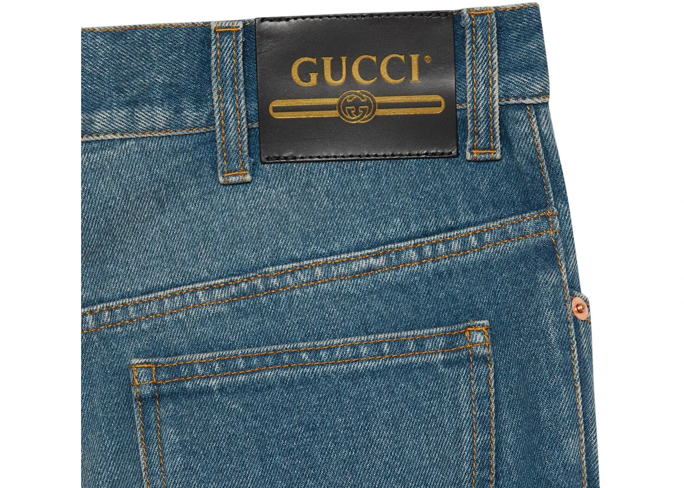 Мужские джинсы свободного кроя Washed Regular fit Jeans Gucci, Stonewashed Blue Marbled Denim — фото 2