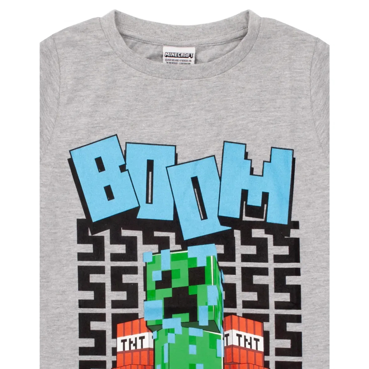 Футболка с принтом Creeper TNT Boom Placement Minecraft, Grey — фото 3