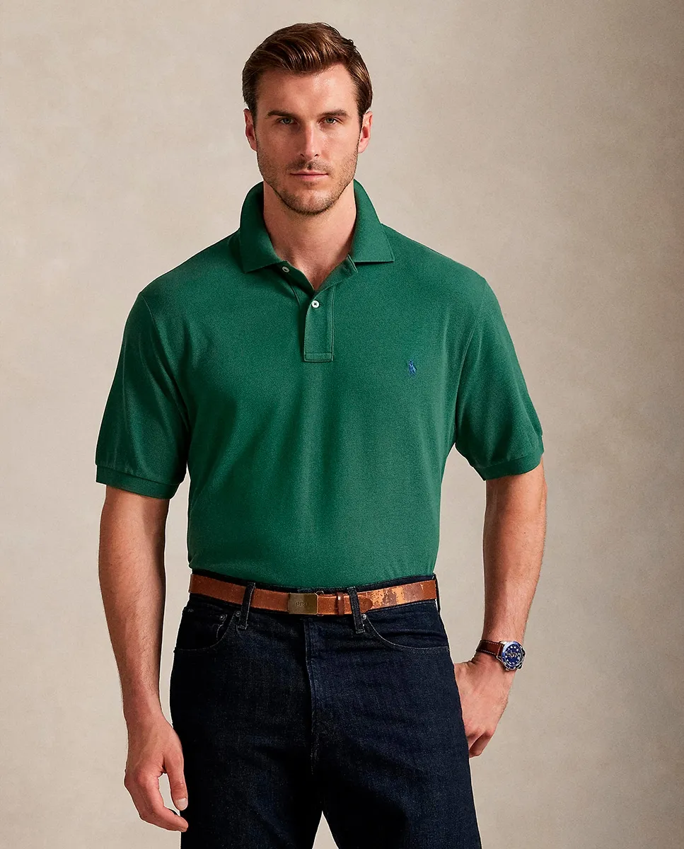 

Мужская футболка поло из пике, прямой крой, большие размеры Polo Ralph Lauren, нефритовый зеленый