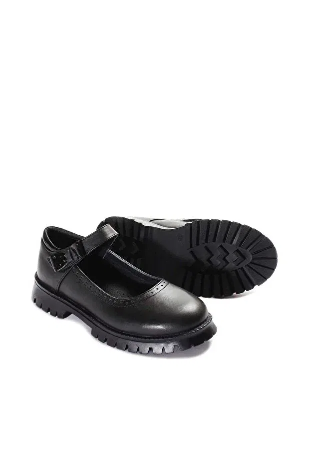 Детские туфли для девочек из натуральной кожи Ayakkabıhane, Black