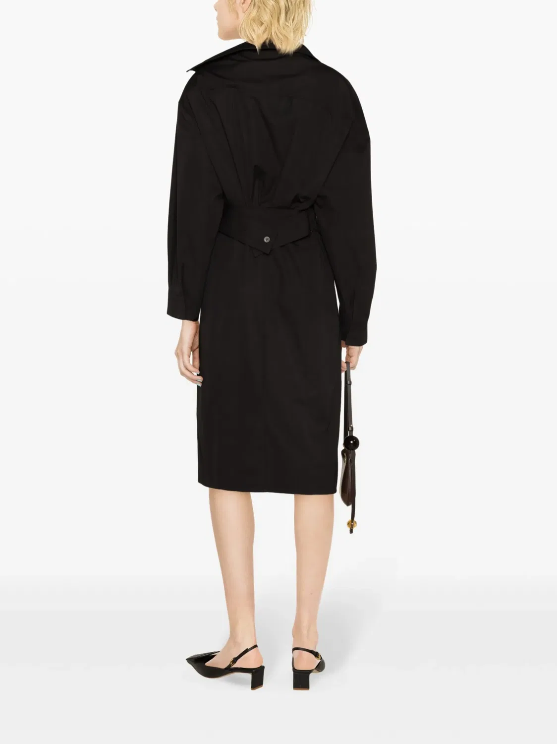 Платье рубашка с асимметричным воротником Jacquemus, черный — фото 3