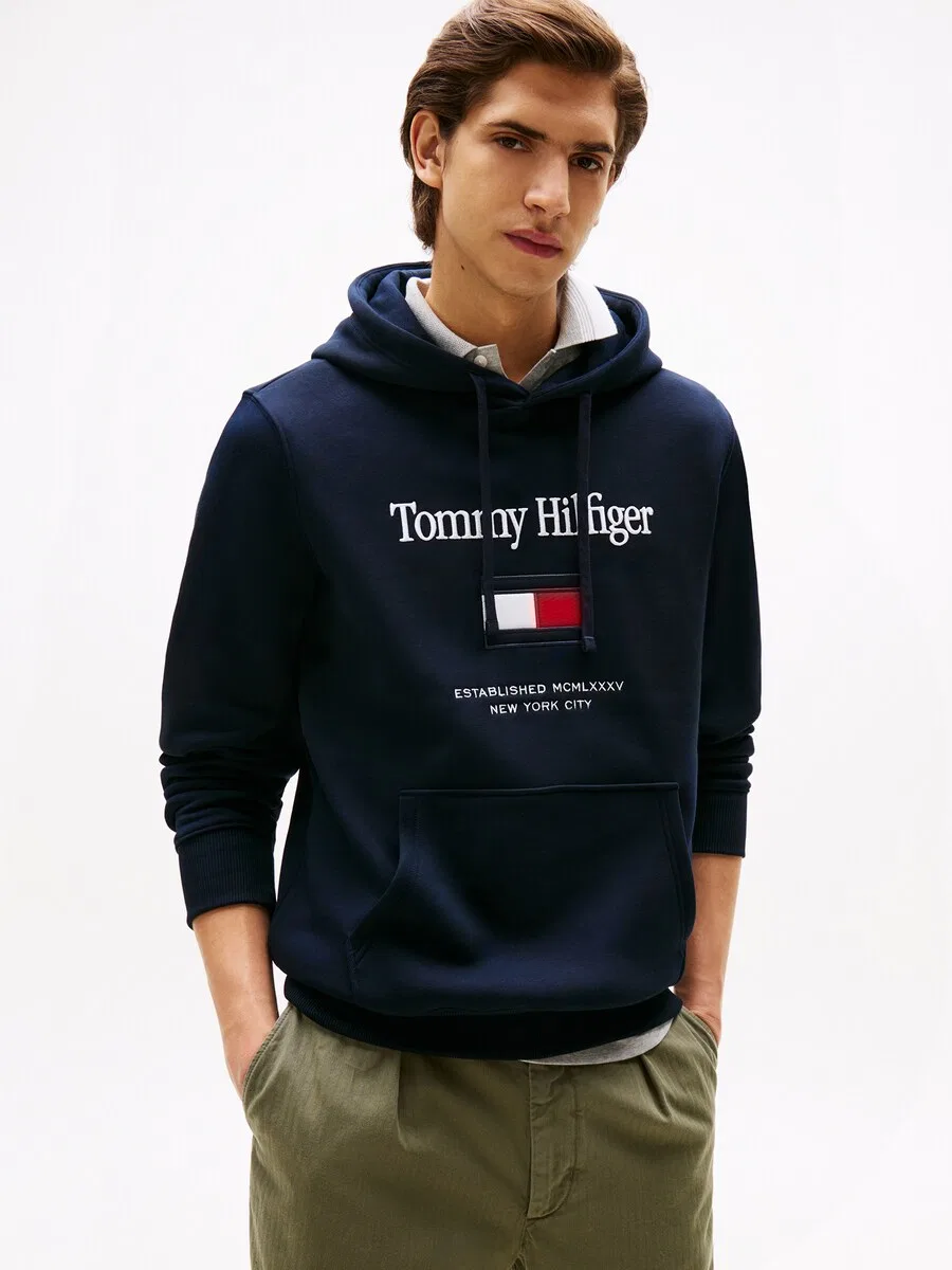 Толстовка TOMMY HILFIGER темно-синего цвета — фото 3