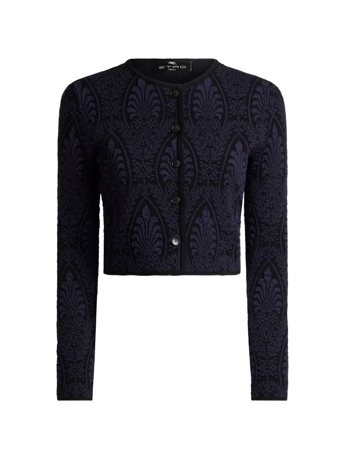 Укороченный жаккардовый кардиган с медальоном Etro, черный