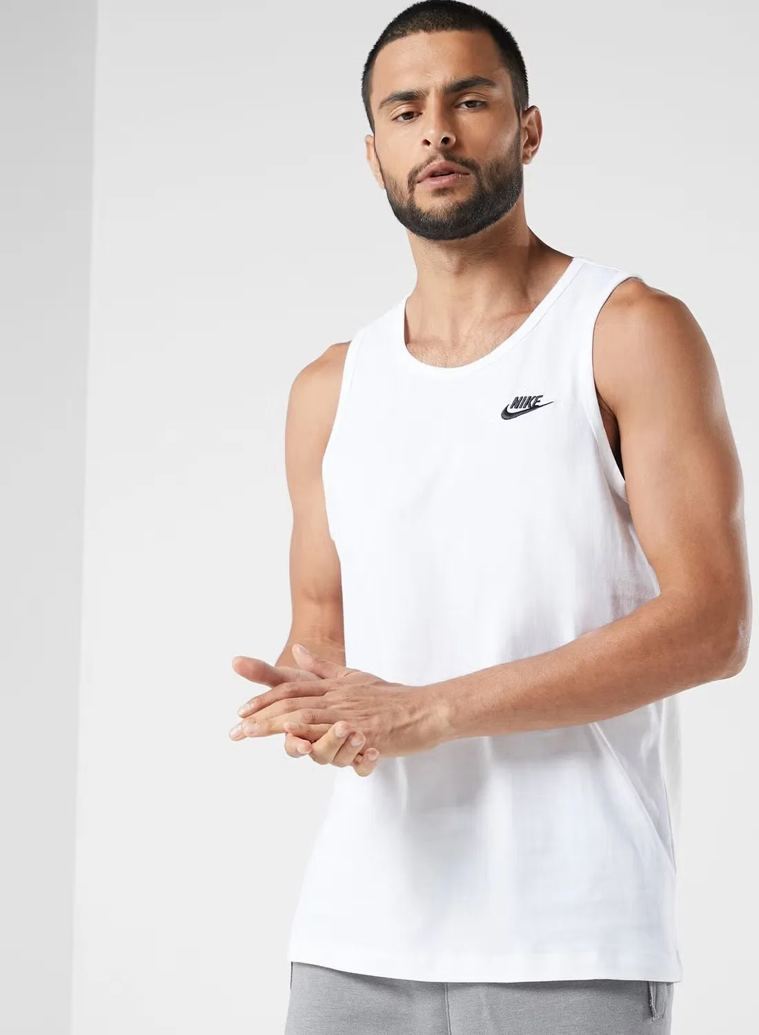 Майка без рукавов с вышивкой Nsw club tank top Nike, белый