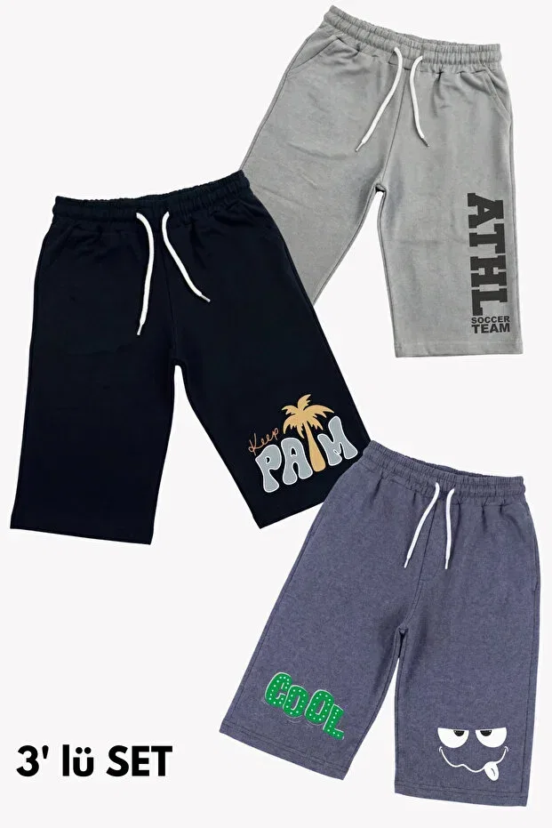 Детские шорты-капри с принтом Fyk Collection, Gray-Black-Smoked