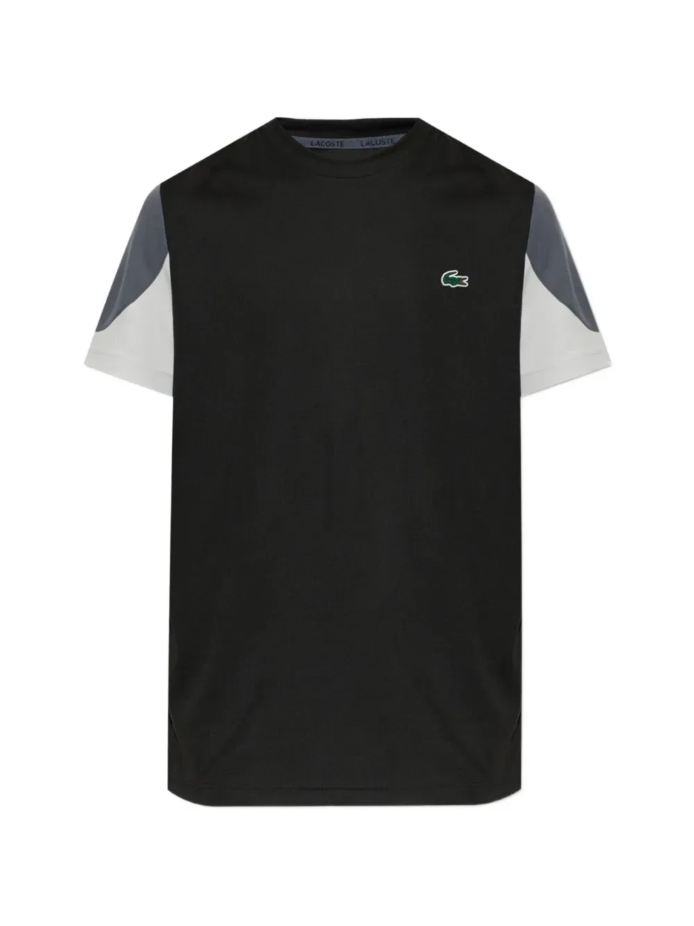 Футболка с лого-нашивкой и вставками Lacoste, черный
