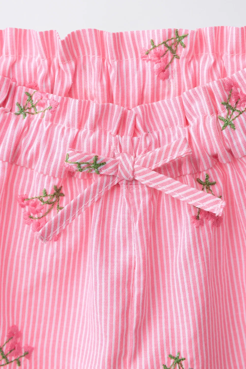 Полосатые бермудские шорты с вышитыми цветами ZARA, Pink — фото 3
