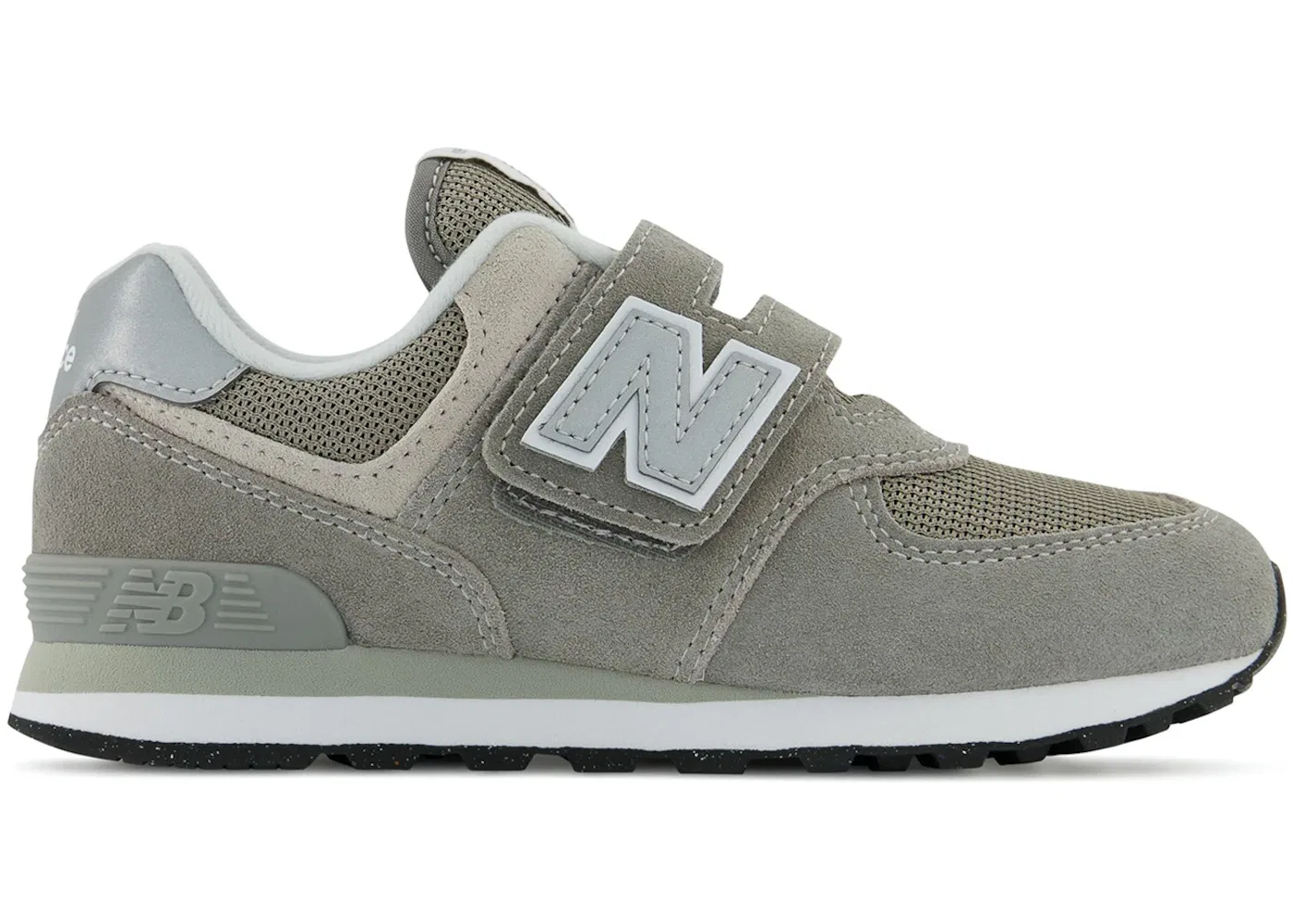 Детские кроссовки на липучках New Balance 574 Core Hook and Loop, Grey White