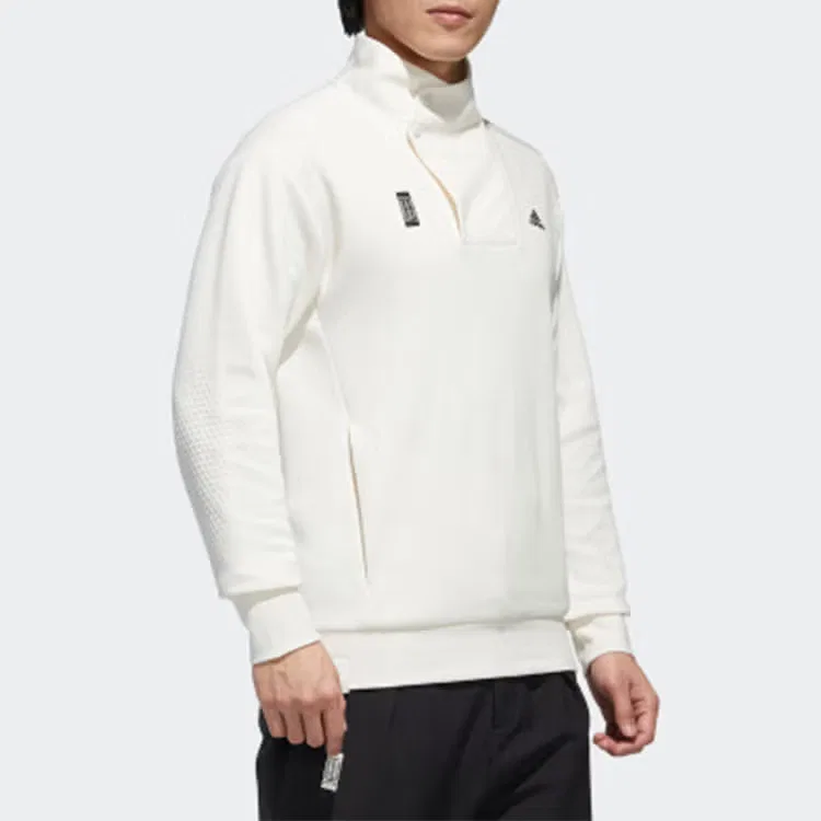 Худи с высоким воротом и боковыми кнопками Wuji Adidas, белый — фото 4