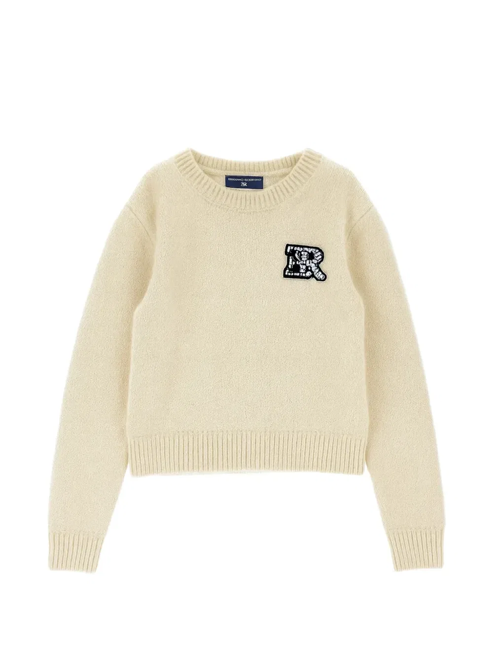 Свитер с логотипом и резинкой Ermanno Scervino Junior, бежевый