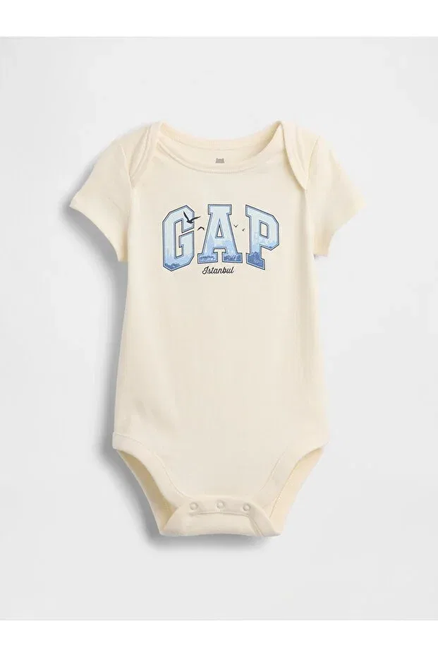 Детское боди с коротким рукавом Logo Gap, Off White-000