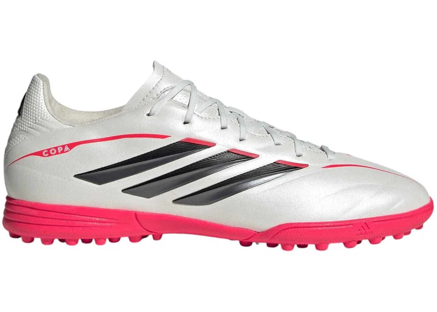 Детские бутсы для мальчиков с синтетическим верхом Adidas Copa Pure 4 League TF, Zero Metallic/Core Black/Lucid Red