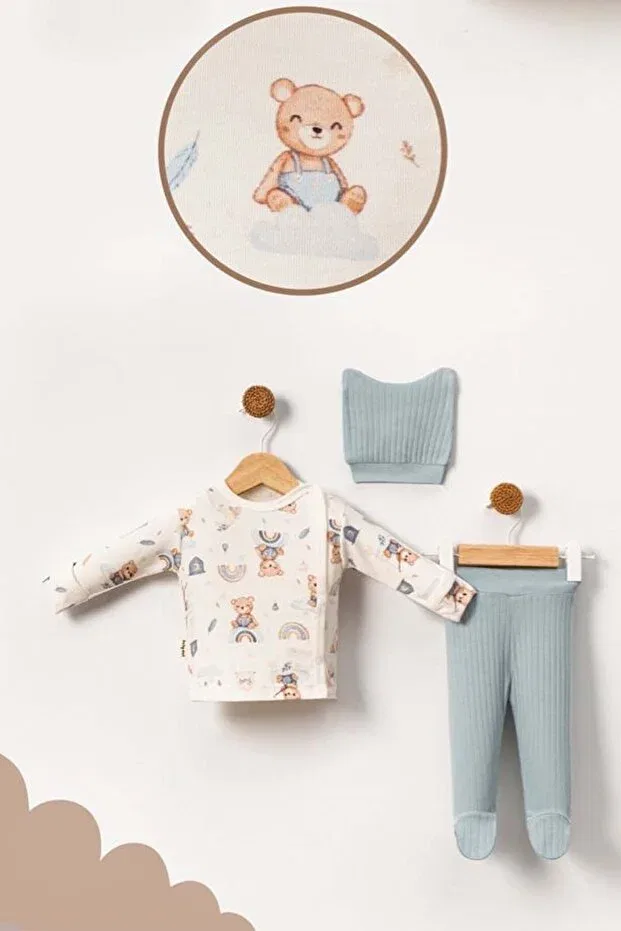 Детский комплект боди с длинным рукавом Newborn 0-3 months 3-piece baby suit Myzi Store, Blue