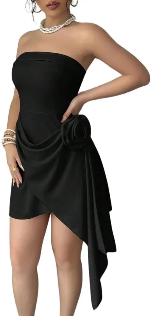 Женское элегантное платье с запахом асимметричного кроя Knitted, Black