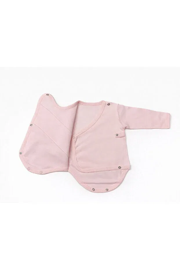 Детский комплект для девочек хлопковый Basics Kardeşler Bebe, Pink-Beige — фото 2