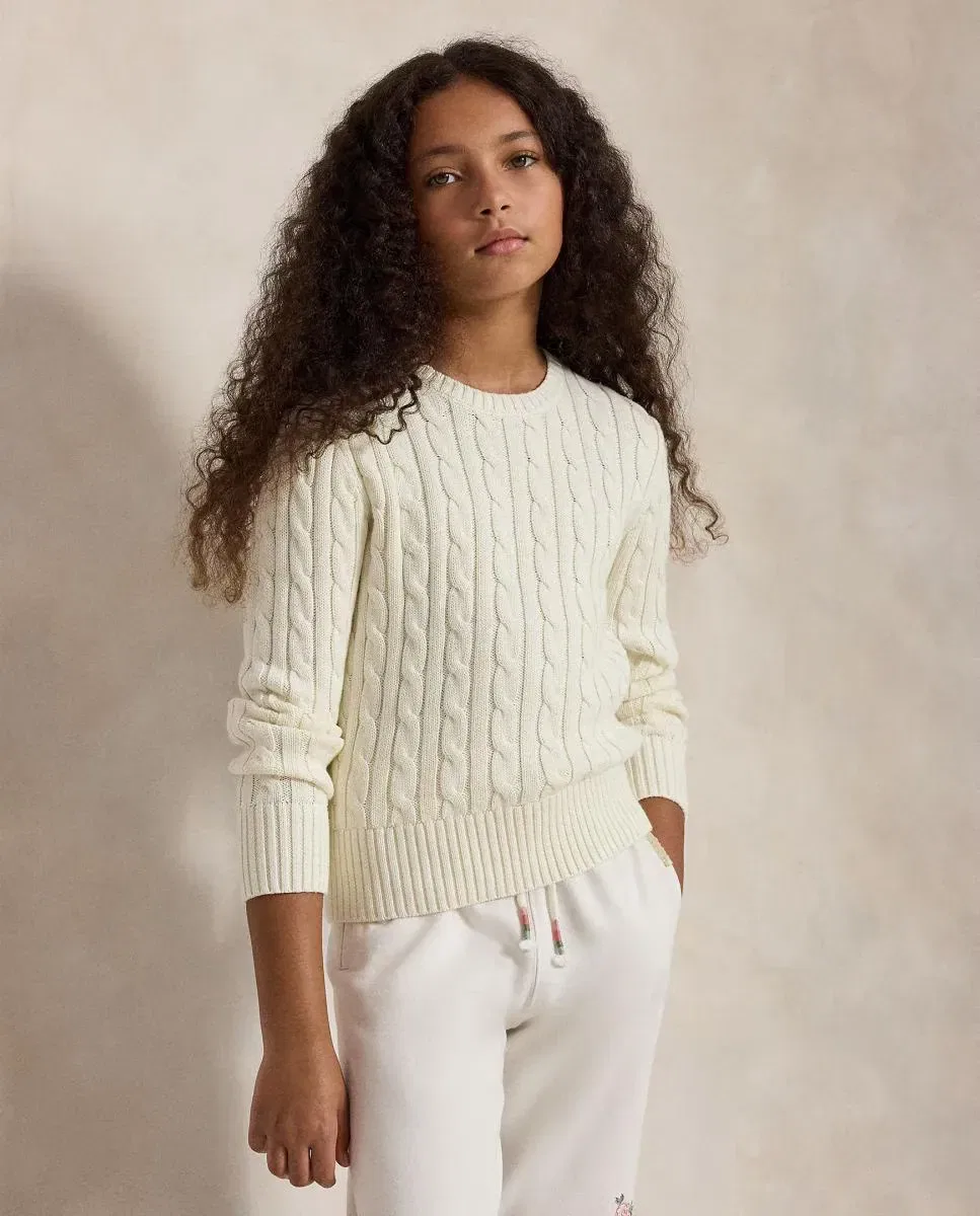 Детский джемпер для девочек хлопковый Polo Ralph Lauren, Blanco — фото 2