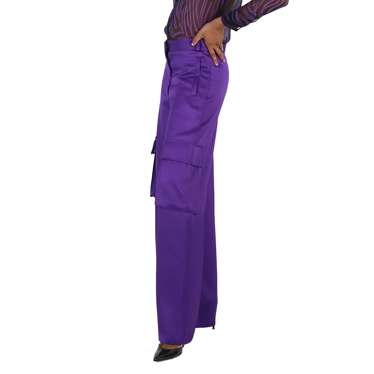 Широкие брюки-карго Versace, Bright Dark Orchid — фото 2