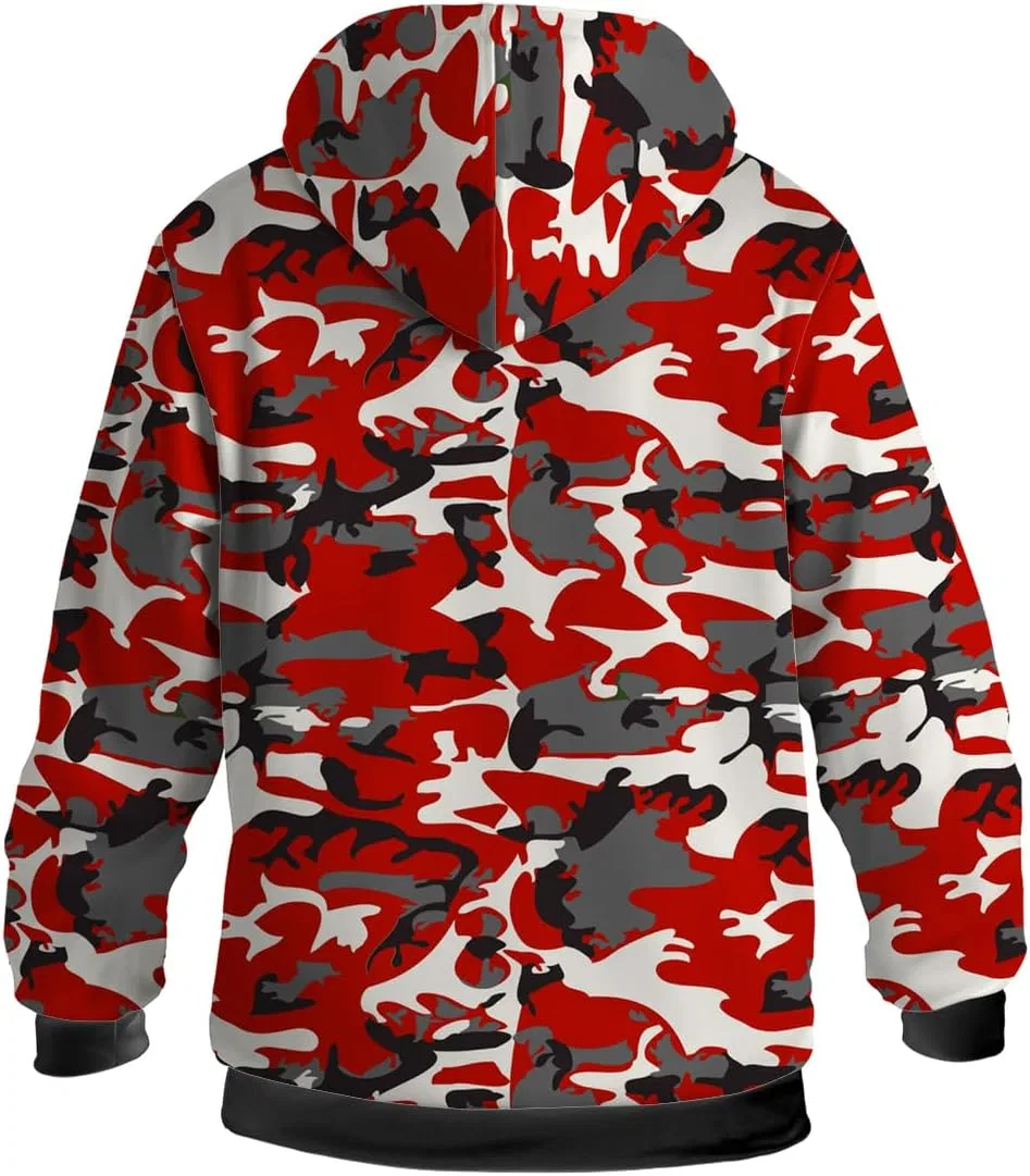 Женское зимнее пальто с капюшоном, Camouflage, красный/серый/камуфляжный — фото 4