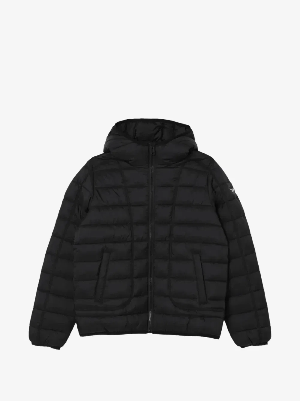 Стеганая куртка с капюшоном Diesel Kids, черный