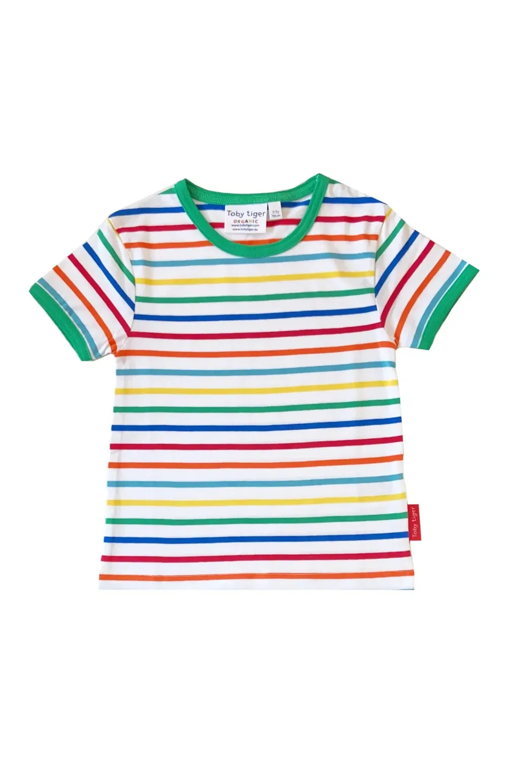 Детская футболка с принтом Green Rainbow Stripe Toby Tiger, Multi — фото 2