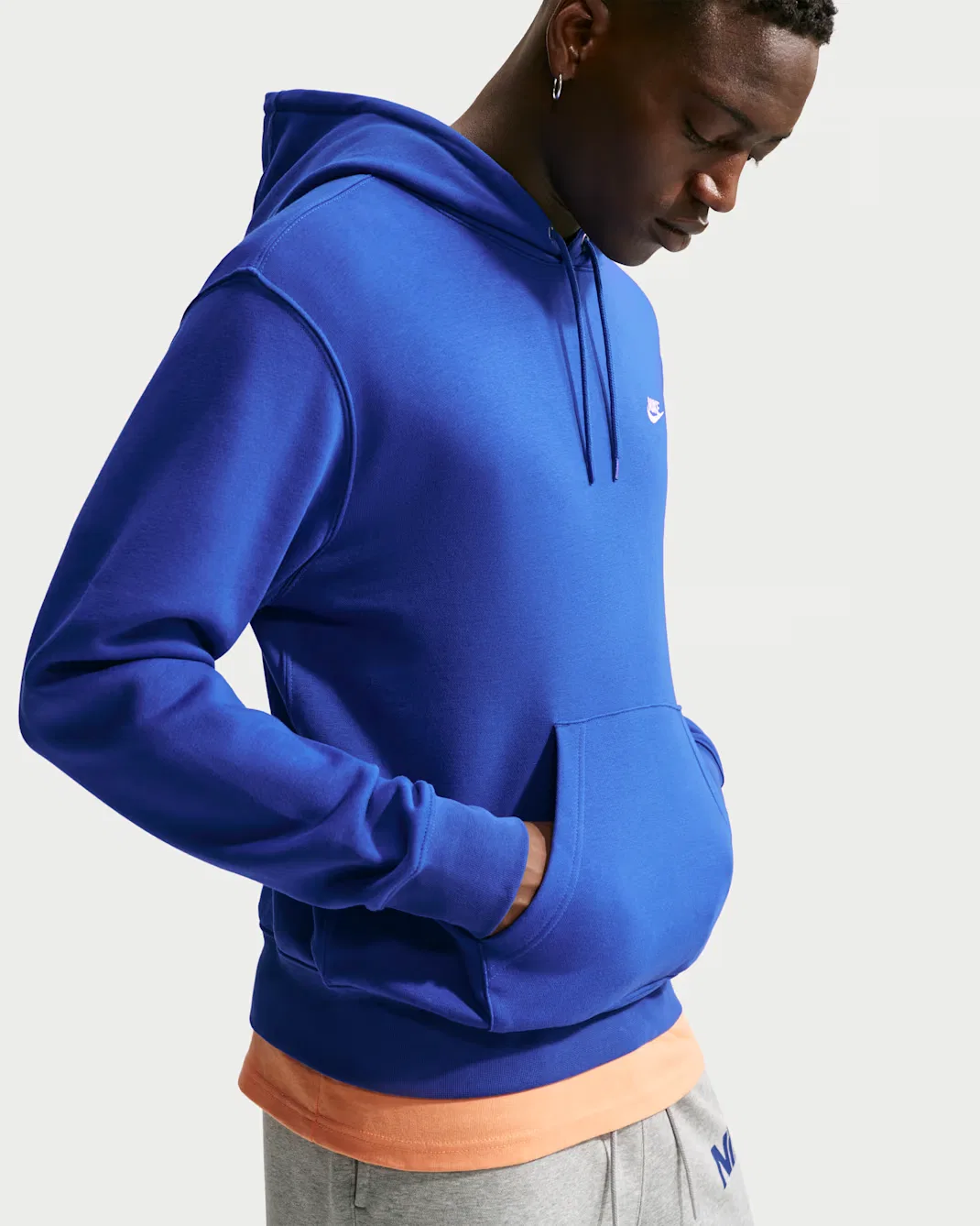 Мужская флисовая толстовка с капюшоном Nike Club, Old Royal/Old Royal/White — фото 3